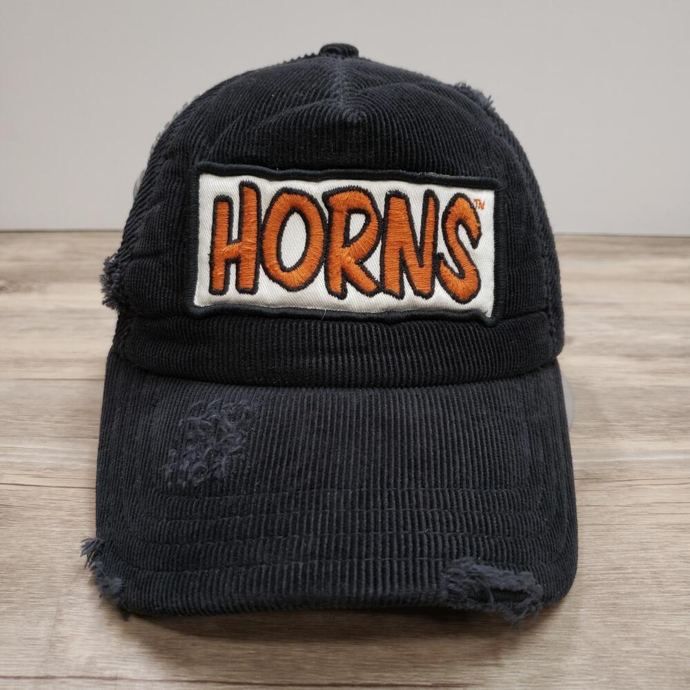 Outhouse Designs Horns Hat Cap Snapback Black Corduroy Trucker OS Adjustable